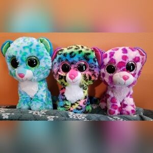 Ty Beanie Boo Leona, Dotty, And Glamour Plush, Used
